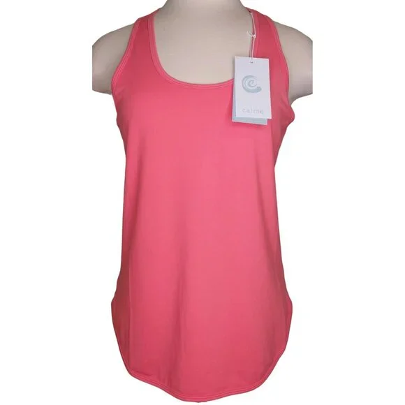 Calme By Johnny Was Womens Effect Draped Racer Back Tank Coral Pink Size Small - Picture 1 of 10